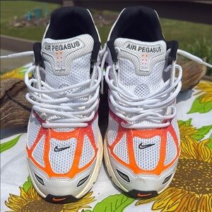 Nike Air Pegasus White and Orange Athletic Shoes